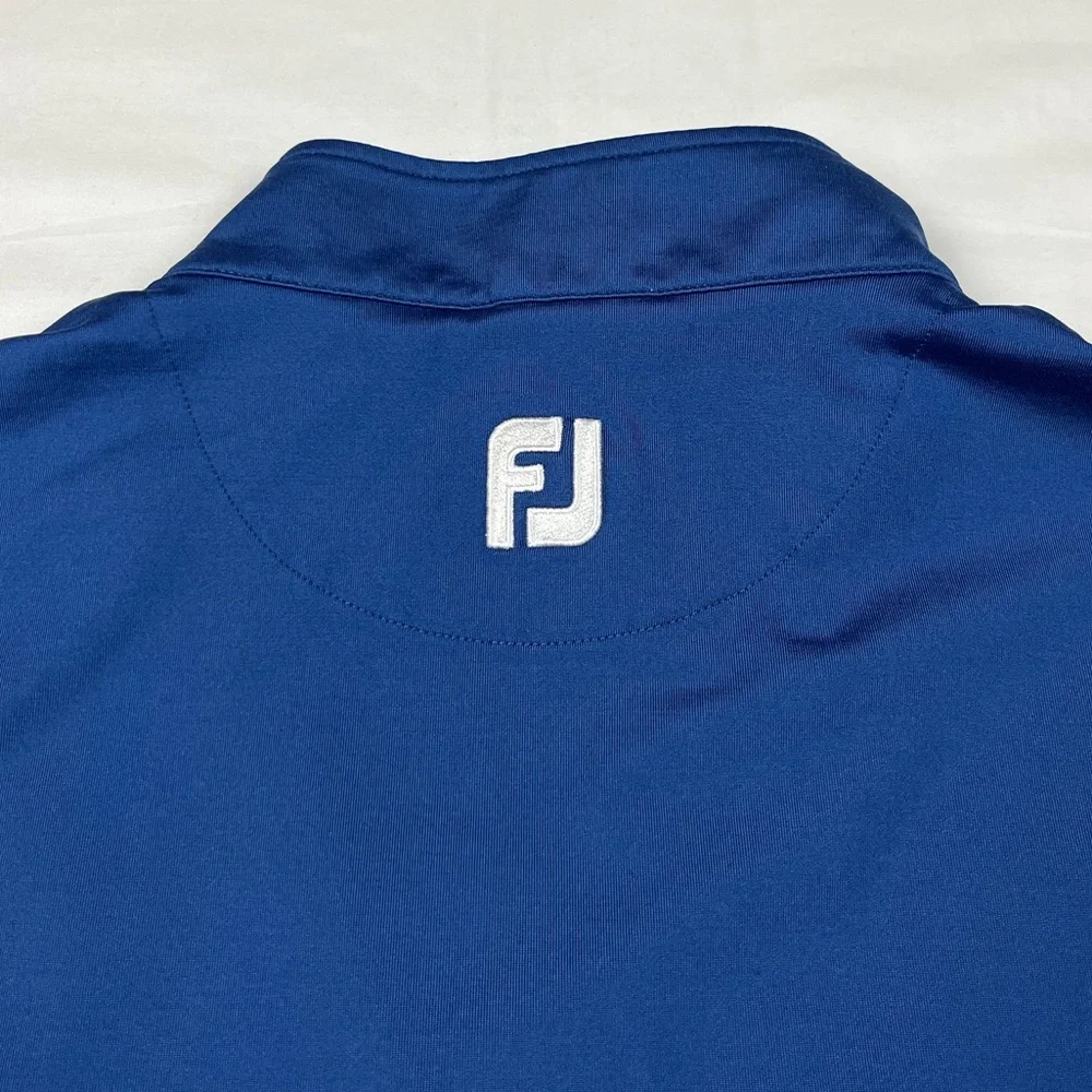Footjoy Mens Pullover Golf Vest Sz Medium Havana Country Club Blue 1/2 Zip B1